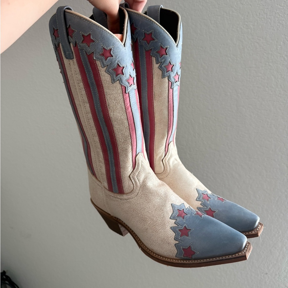 NWOT Laredo Keyes American Flag Snip Toe Western Cowboy Snip Toe Boots Womens 10